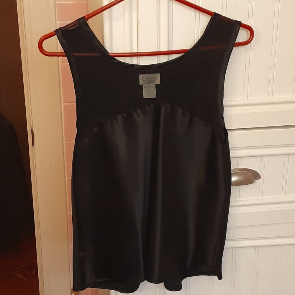 Black mesh/satin camisole